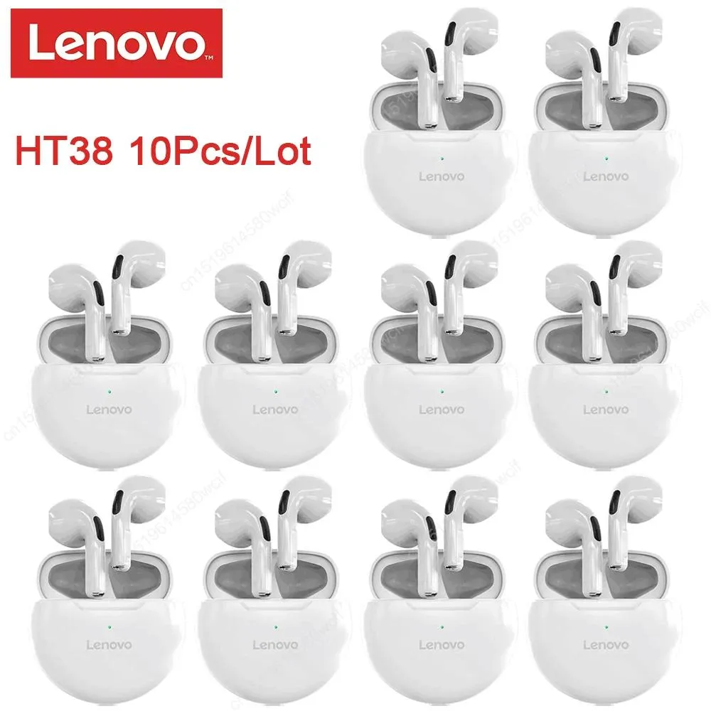 イヤホンLenovo HT38 TWS Bluetooth Earphones Mini Wireless Earbuds With Microphone Sport Waterproof 9D Stere Hifiヘッドフォン10pcs/lot