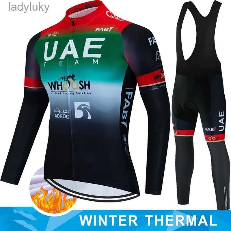 Cycling Jersey Sets Winter Thermal Fleece Cycling Clothes Long Sleeve 2024 UAE Men Cycling Jersey Set Outdoor Riding Bike MTB Clothing Ropa CiclismoL240108