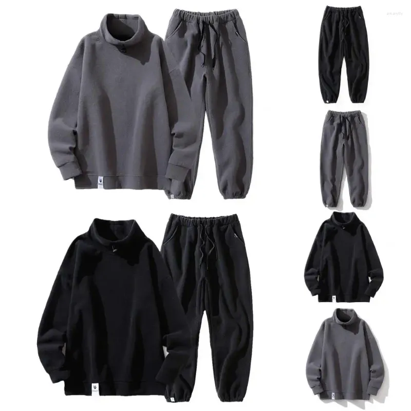 Tracksuits masculinos homens joggers conjunto moletom calças de cintura ajustável quente com elástico casual para conforto