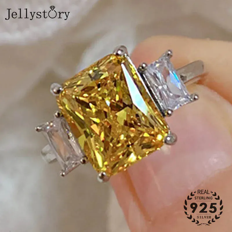 Jellystory Ring aus S925-Sterlingsilber mit kreativem Citrin-Edelstein, feiner Schmuck für weibliche Hochzeitsfeiergeschenke, Großhandel Ringe 240106