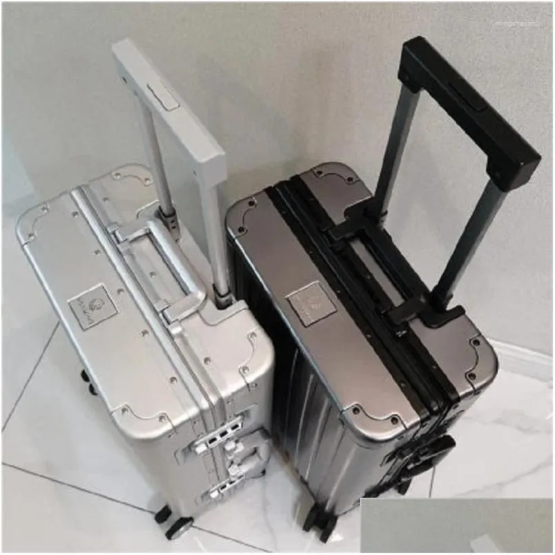 Koffers 20/24/28 inch aluminium harde trolley Lage Hoogwaardige mode-reispak Zakelijk handbagage Drop Delivery Bags Toegang Otmqo