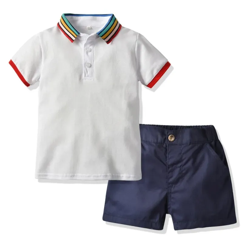 Boy designer Clothing Set Summer baby boys Clothes Suit Shorts Sleeve Tops+Shorts Outfits Children Casual Tracksuit boutiques clothing