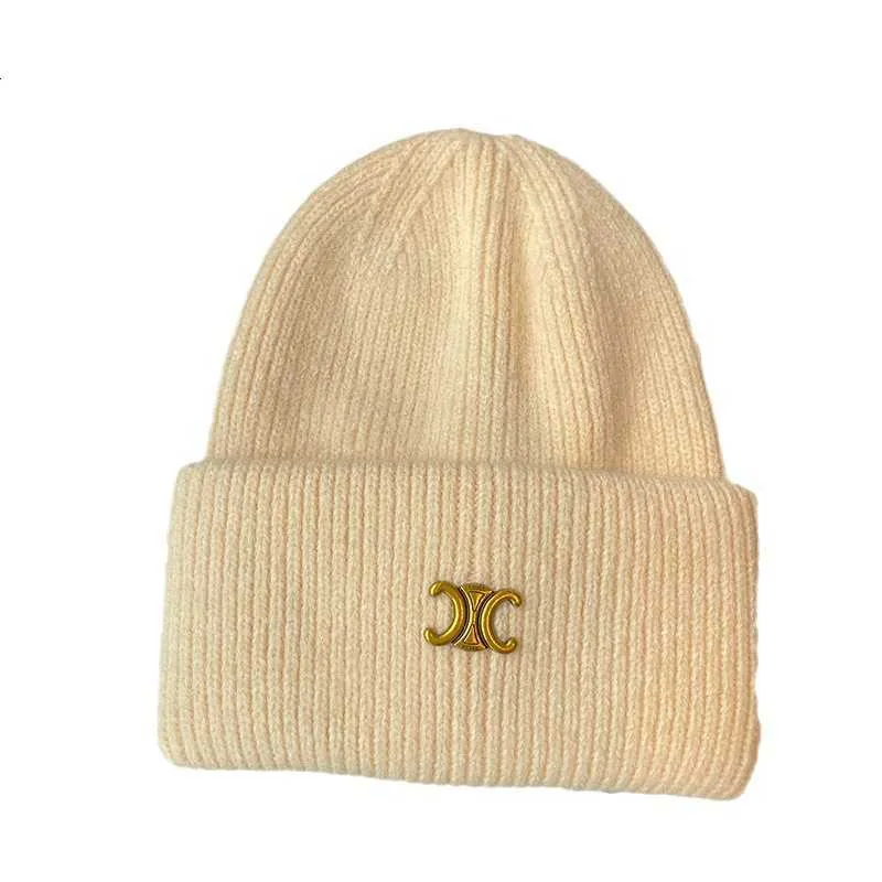 Designer BeanieSkull Caps Neue trendige Marke Kaninchenhaar Hut Triumphbogen Wollmütze Damen Herbst und Winter Warm Doppelschicht gestrickt Big Head Cap QNCN