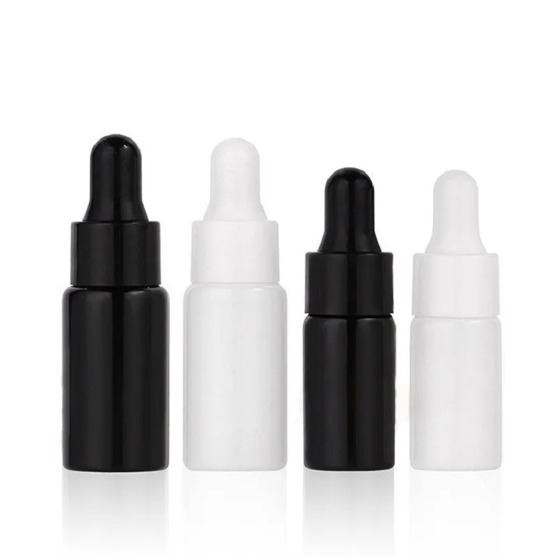 3ml 5ml Mini Glass  Oil Perfume Bottles Liquid Reagent Pipette Eye Dropper Aromatherapy Bottles Black/White
