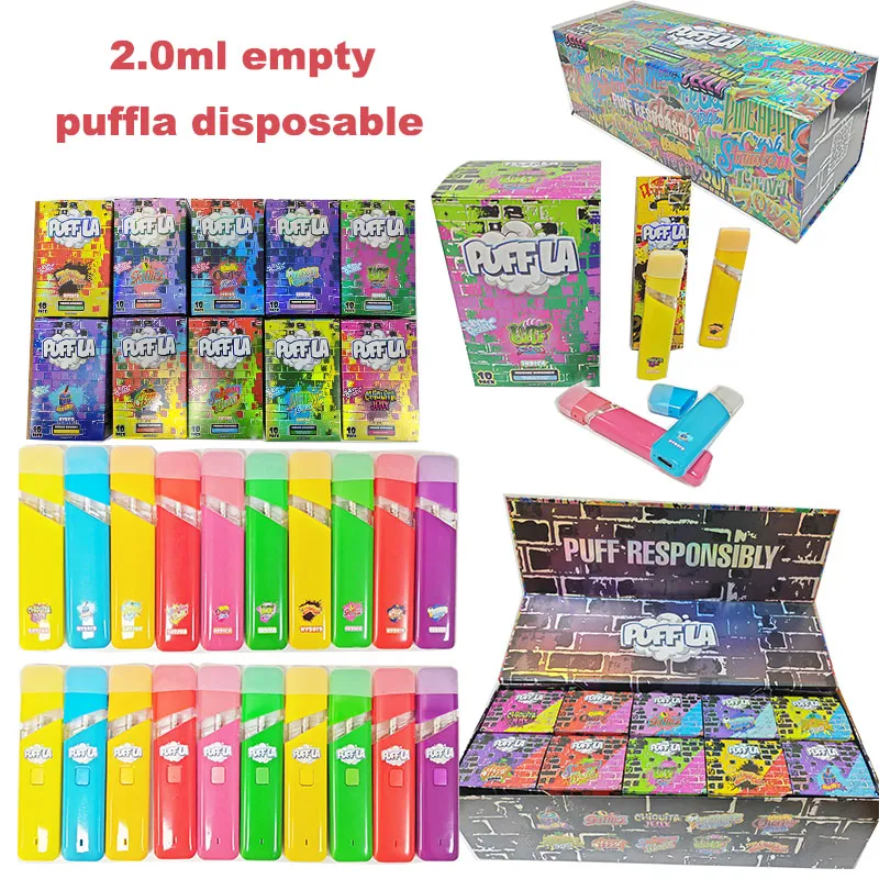 Puffla Einweg-Vape-Pen für E-Zigaretten, 1 ml, leere Einweg-Vapes, Kartuschen, Kartuschen, Keramikspule, 280 mAh, wiederaufladbarer Akku mit Verpackung in 10 Farben