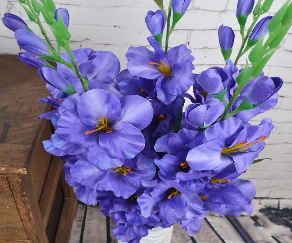 80 pièces de fleurs de glaïeul artificielles en soie, orchidée au toucher réel, fausse fleur pour fête de mariage, décoration de Festival à domicile, arrangement de table 3523615