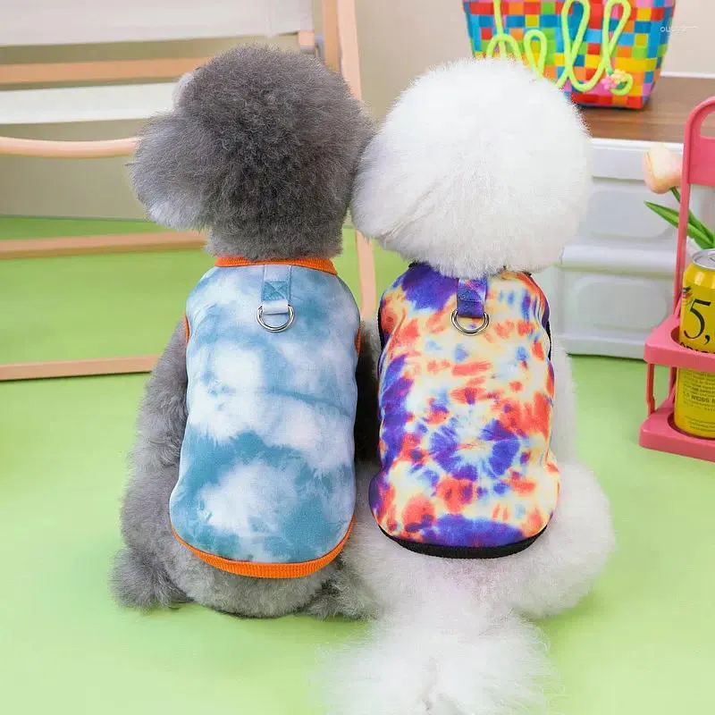 Vestuário de cachorro moletom tie dye padrão colete roupas de cachorro macio pano de animal de estimação para cães pequenos e médios gatos gatinhos