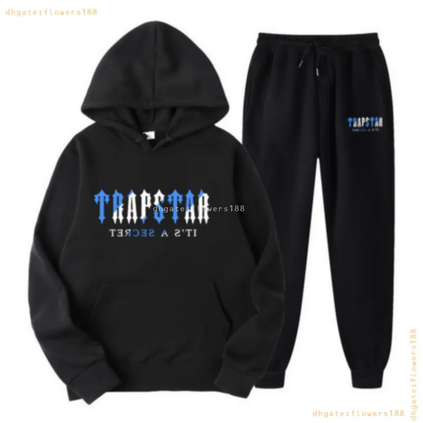 24SS Survêtement Mens Trapstar Track Suits Sweat à capuche Basketball Football Rugby Hugo Deux pièces avec veste à capuche à manches longues pour femmes Pantalon