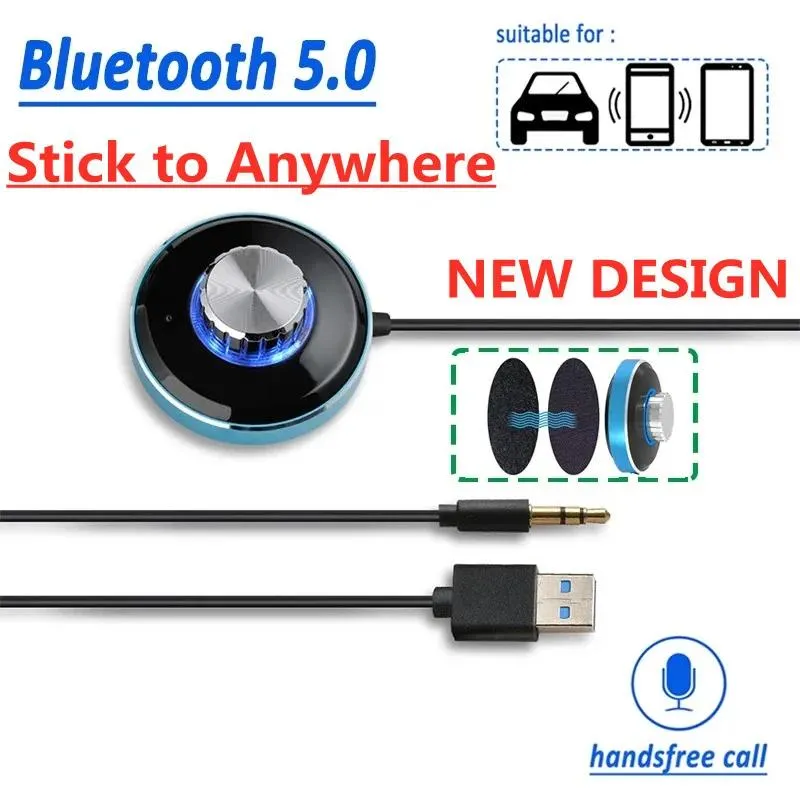 Głośniki Bluetooth 5.0 Odbiornik w samochodzie 3,5 mm Aux Jack STEREO BEZPŁYTNY MIC MIC AUTO WZWOJNIKA W ZAKRESIE AUTO ZESTAW AUTOM CAR
