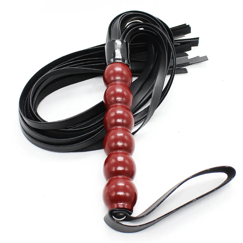 63CM BullWhip PU lederen aangepaste paardenzweep 6 kralen handvat met polsband 240106