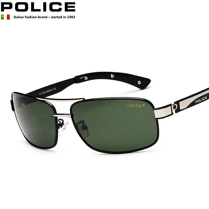 Lunettes de soleil Police Aviation Metail Crame de soleil polarisé Sunglasses Men Marque Soleil Pilot Vision masculine Visices de conduite pour femmes 2108