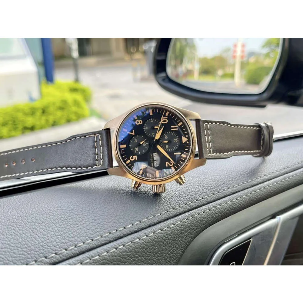 Lüks Menwatch IWC Saat Erkek Pilot Saatler Yüksek Kalite Otomatik Mekanik Uhren Süper Aydınlık Tarih Watchmen Deri Kayış Montre Pilot Luxe 8T0A