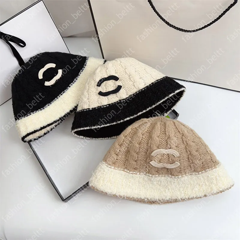 Knit Bucket Hat Collection Designer Winter Hats for Women Men,  Fashionable Beanies Casquette, Solid Colors