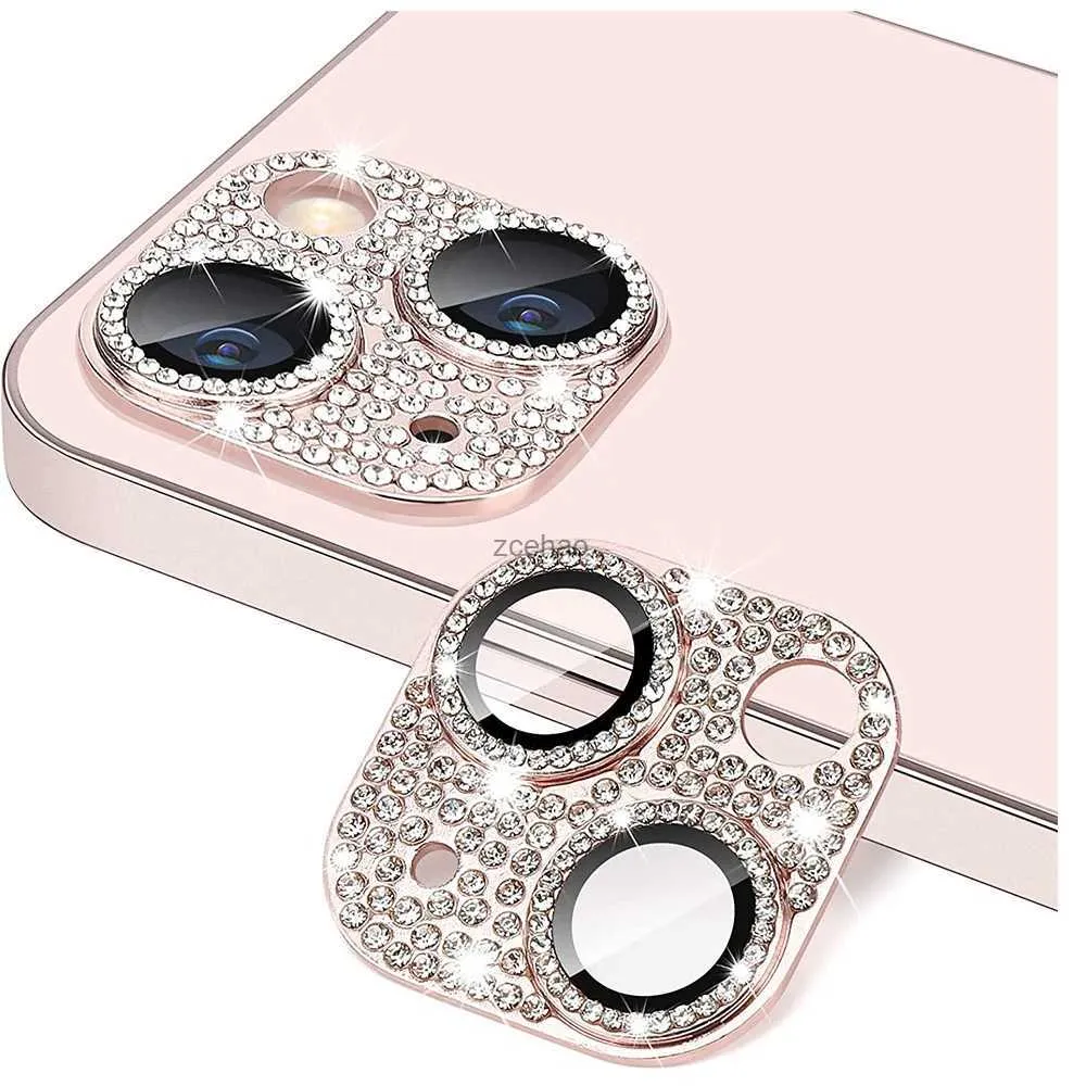 Capas de telefone celular Glitter Diamond Camera Lens Protetor Capa para iPhone 15 14 Plus 13 Pro Max 12 Mini 11 Mulheres Proteção Telefone AcessórioL240105
