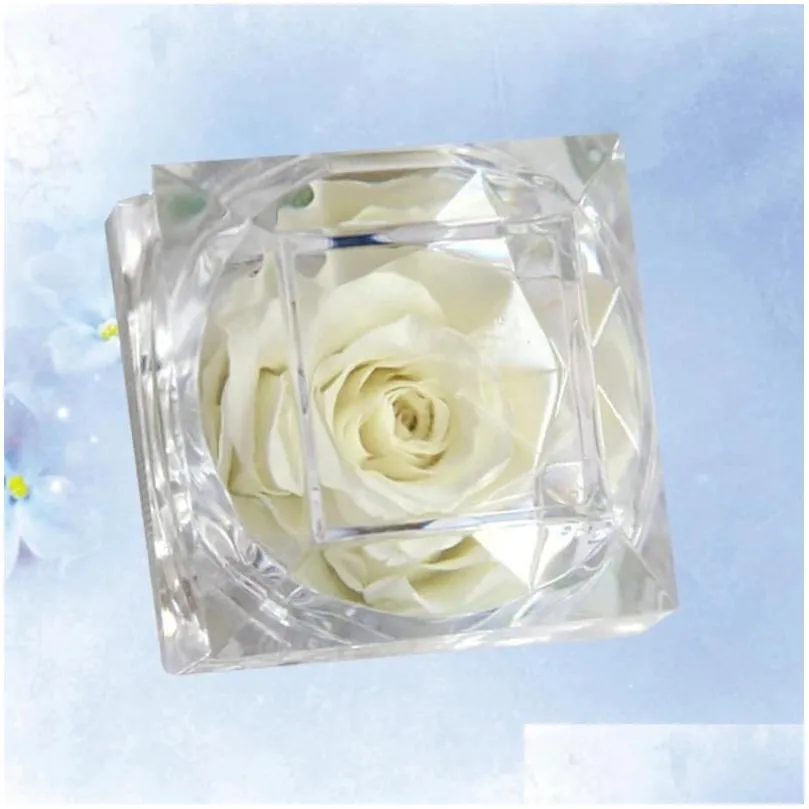 Couronnes de fleurs décoratives Rose artificielle préservée fleur éternité jamais fanée cadeau pour la Saint Valentin avec Der Box Drop Delivery Otam9