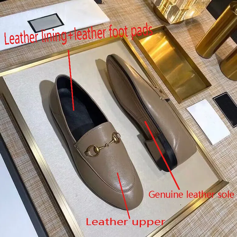 Formal Dress shoes designer womens shoes 100% leather Metal buckle Lady letter Flat shoe Mules Princetown Men Trample Lazy Loafers size 35-42-43-45 Genuine leather sole