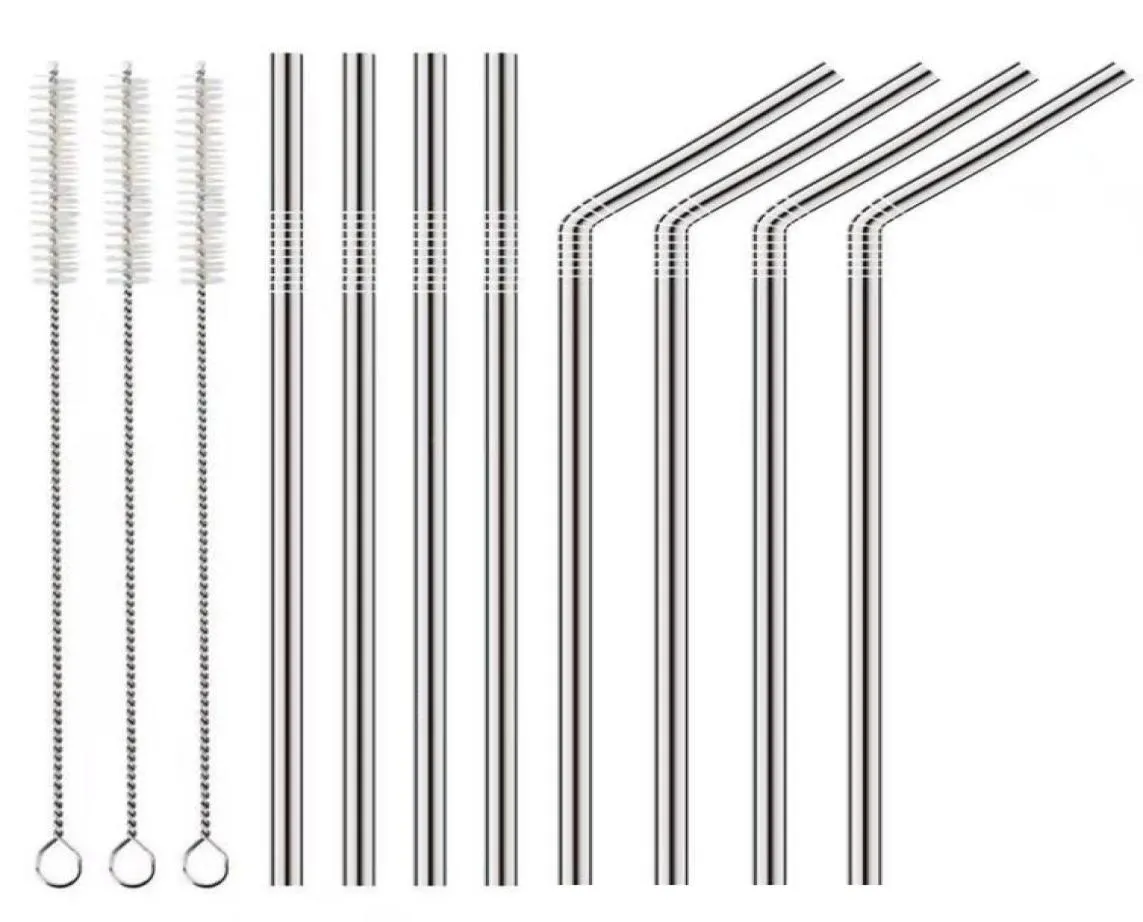 Navio 500pcslot 215cm palha de aço inoxidável canudos bebendo 85quot 10g canudos de metal eco reutilizáveis bar bebidas festa veado br2656203