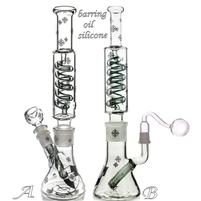 10.6 inch Removable beaker bong Dab Oil Rigs Water Pipes Build A Bong Freezable Tall Glass Bongs Waterpipe helix spiral p