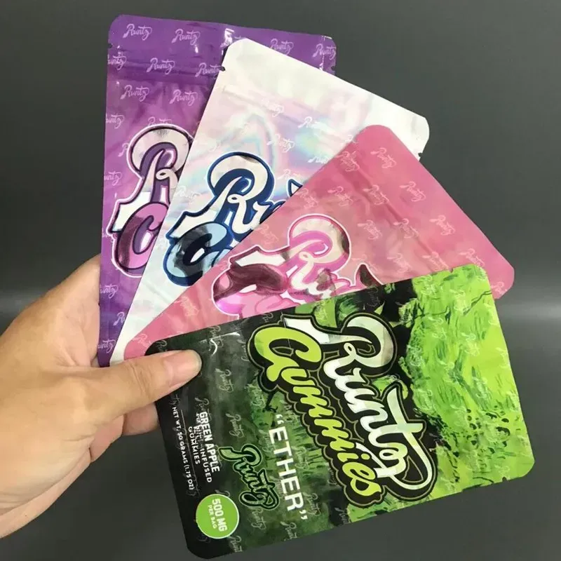 Pink Runtz Gummies Sacs d'emballage infusés 500 mg Blanc Runtg Gummy Fruit Punch mylar sac original ETHER Runts Stand up Pouch Anti-odeur BJ