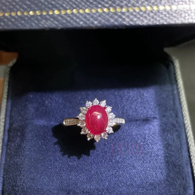 Anillos de racimo Joyería fina Anillo de rubí natural de 2 quilates Plata de ley 925 para el regalo de cumpleaños de su novia