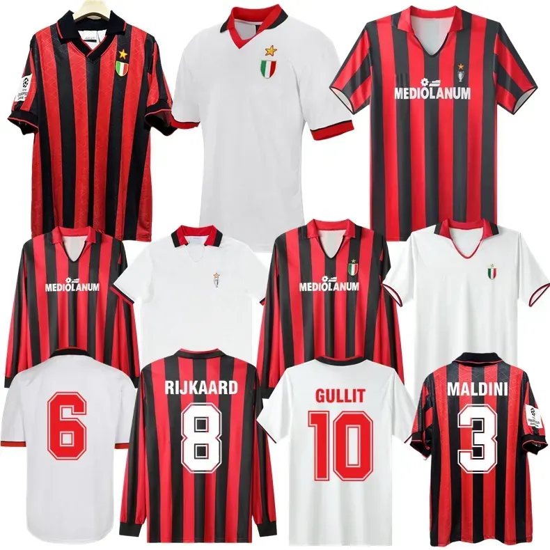 1990 1993 1994 maillots de football rétro Gullit Rijkaard van Basten Rijkaard 1988 1989 Baresi Milan Maldini à domicile ac maillots de football classiques vintage