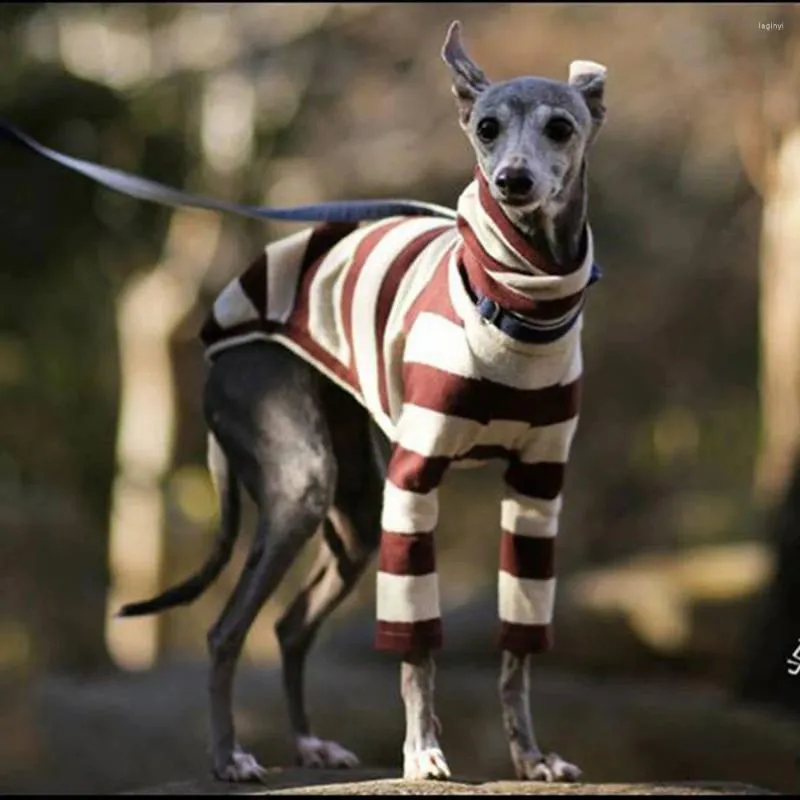 Dog Apparel Cotton Italian Greyhound Clothes Two-legged Pullover Clothing Winter Warm Striped Whippet Big Hoodie