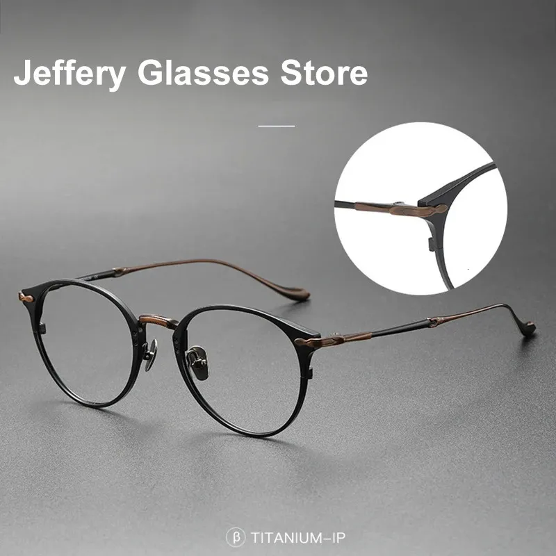 Japanese Pure Glasses Frame Fashion Retro Round Prescription Eyeglasses Men Women Optical Myopia Spectacle M3112 240108