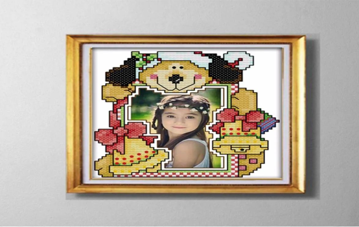 Snowman PO Frame Piękny obraz kreskówki zliczony na płótnie DMC 14ct 11ct Cross Stitch Iglework Zestaw haftowy Kit7827362