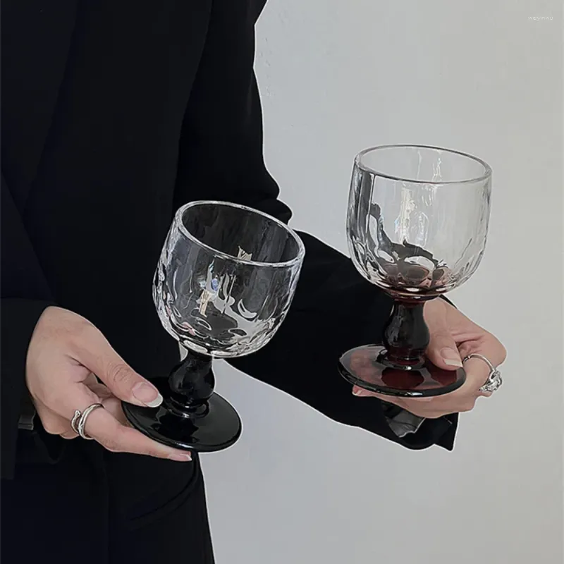 Copas de vino Bantam Glass 170ml Champán Decoración del hogar Bebida fría Negro Marrón Claro