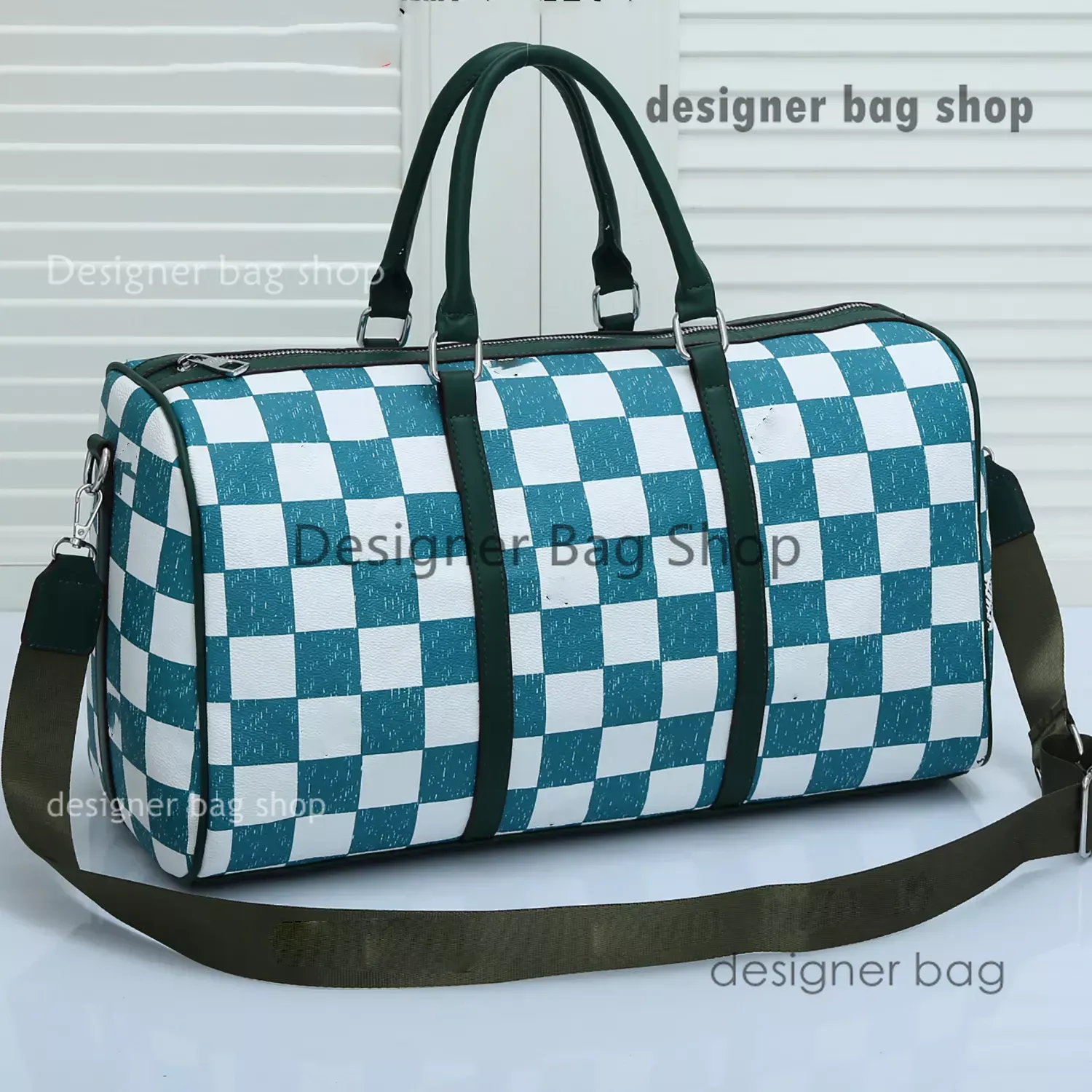 designertas Keepall 50 Mozaïek Sporthandtassen Designer Plunjezakken Graffiti Heren Dames Leer Letter Pastelkleuren Reizen Oranje Ketting Zwart223z