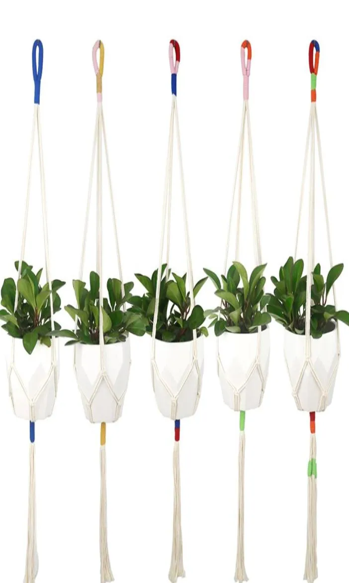 Slim Macrame Plant Hanger Cotton Rep Hanging Plant Holder Flower Pot Holder Indoor Outdoor Balcony Decoration Wall Art2113114