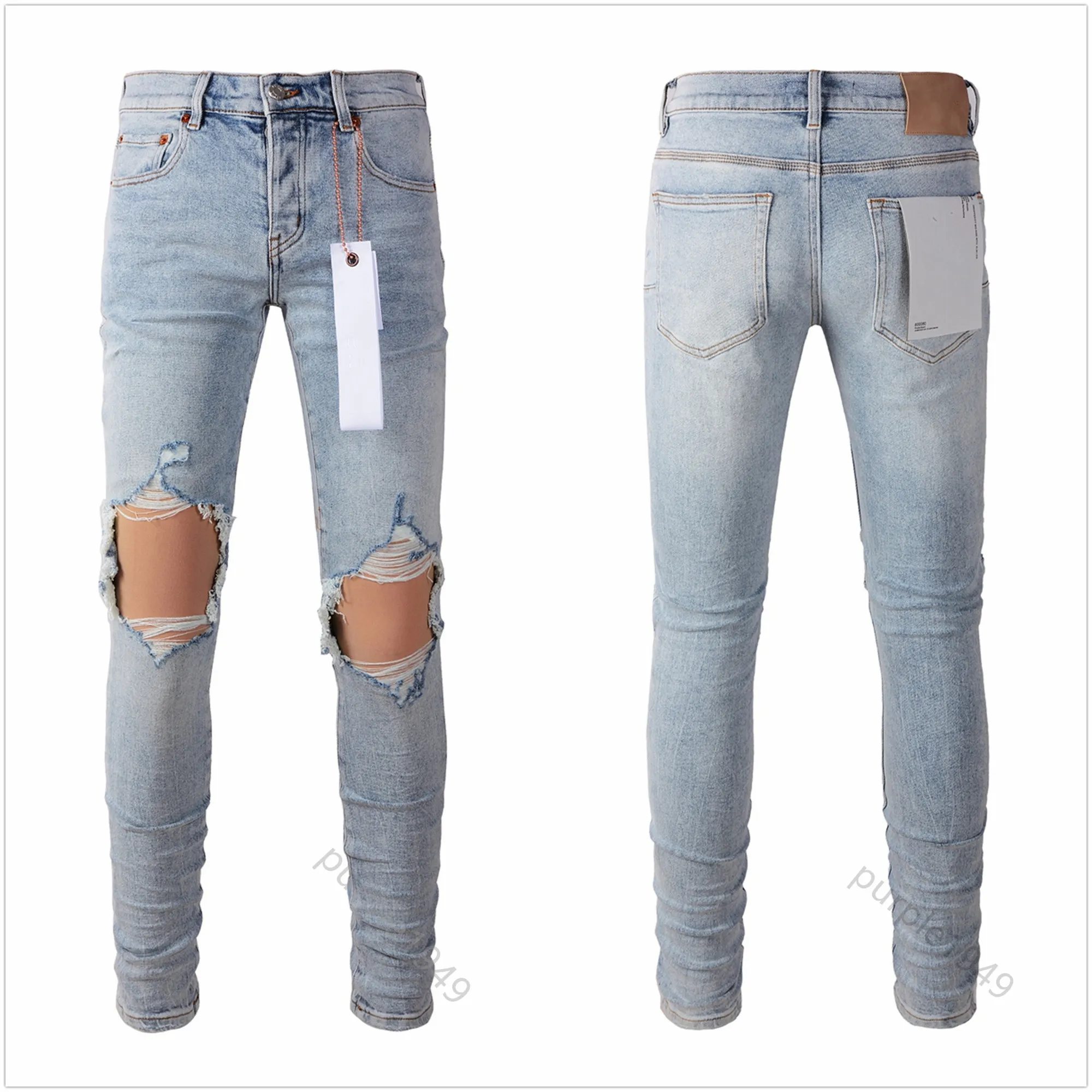 Jeans Lila Designer Herrenjeans für Herren Hochwertige Mode Herren Cool Style Designerhose Distressed Ripped Biker Schwarz Blau Jean Slim Motorcyc 772