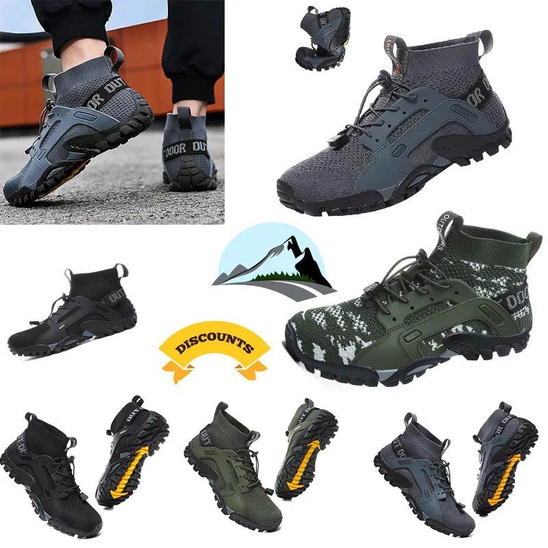High quality Men Non-slip Camping Trekking Sneakers Sports Waterproof Hiking Shoes Outdoor Climbing Breathable Mountaineering Green Boot big size