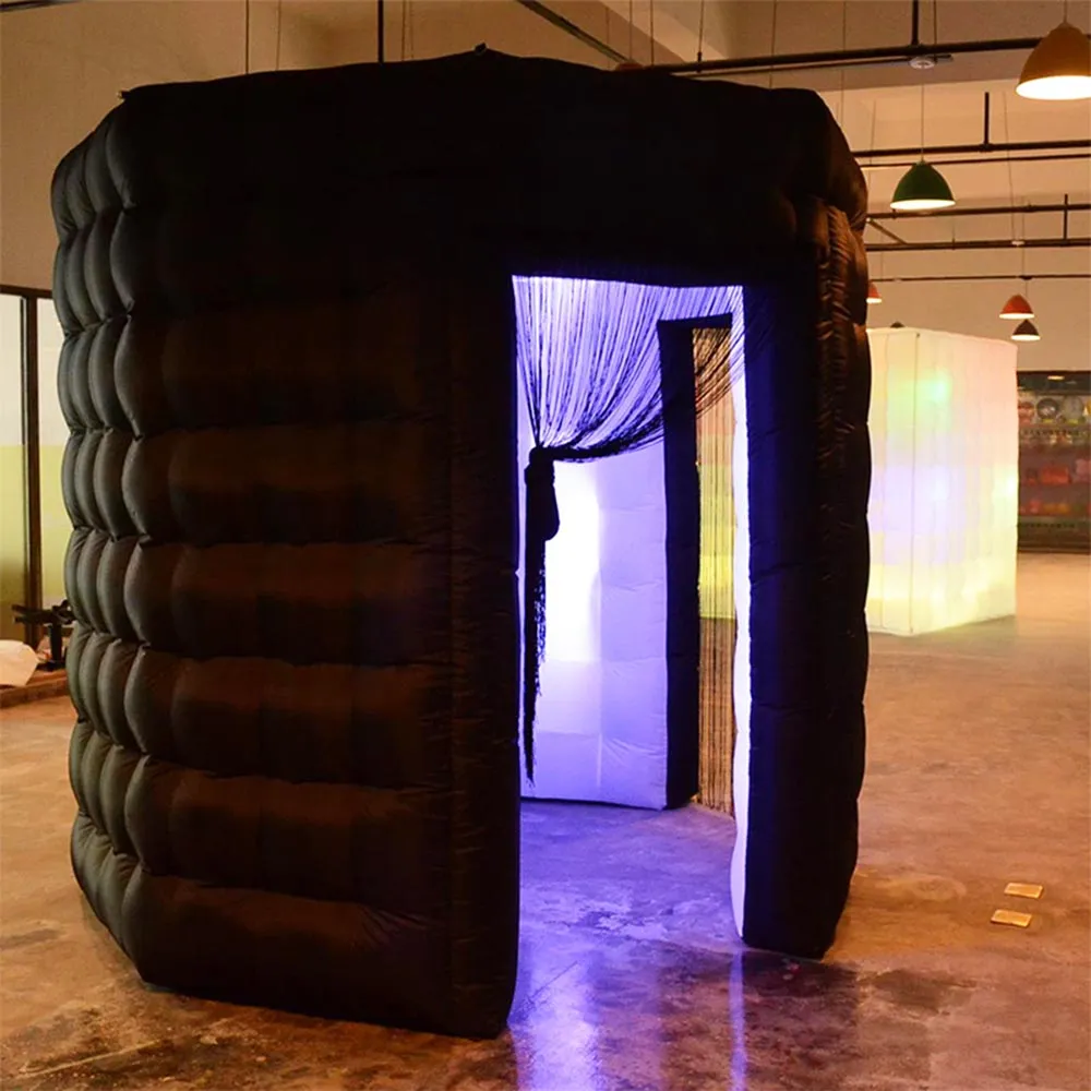 Free Ship Black Octagon Inflatable Photo Booth Tent Enclosure With LED ...