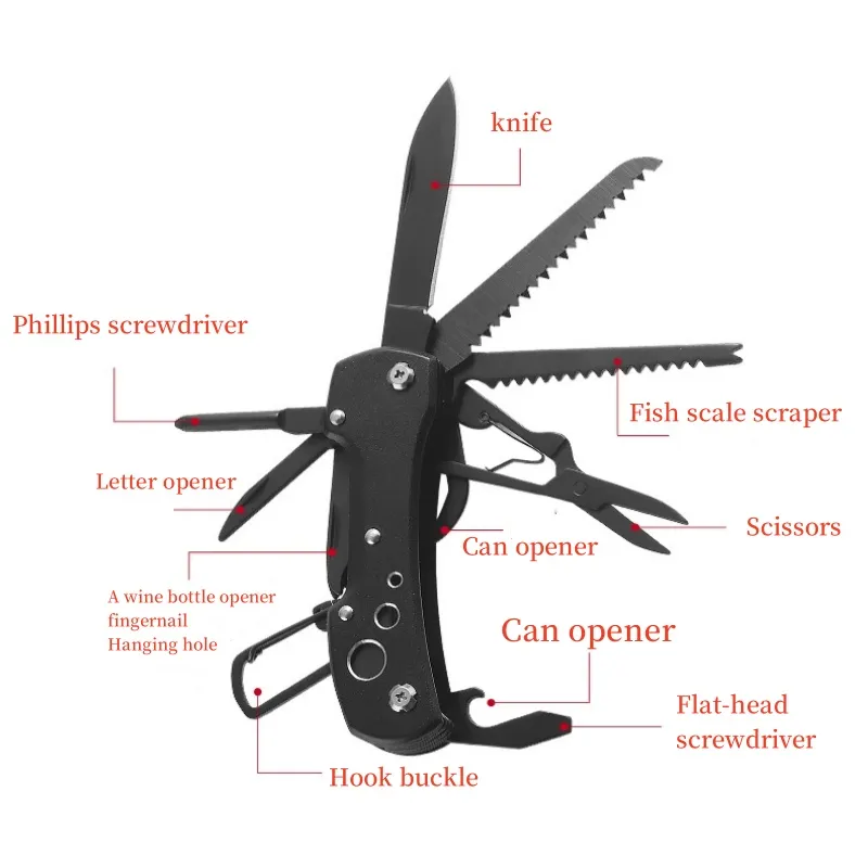 Portachiavi con coltello pieghevole multifunzione da esterno Coltello pieghevole mini multifunzione portatile con gancio di sopravvivenza per esterno autodifesa sopravvivenza emergenza