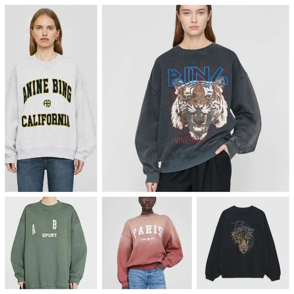 24SS Sweat à capuche pour femmes Nouvelles sorties AB Tiger Head White Ink Printing Digne Wash Water Stir Fry Color Stirne Snow Snow Annie Flower Flower Old Sweater Girl