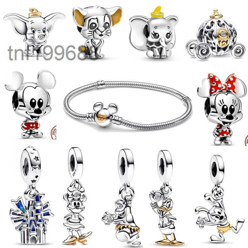 Novo 100th aniversário mouse pulseira disnes pato porco elefante pingente diy ajuste designer colar para mulheres jóias presente atacado l5hq