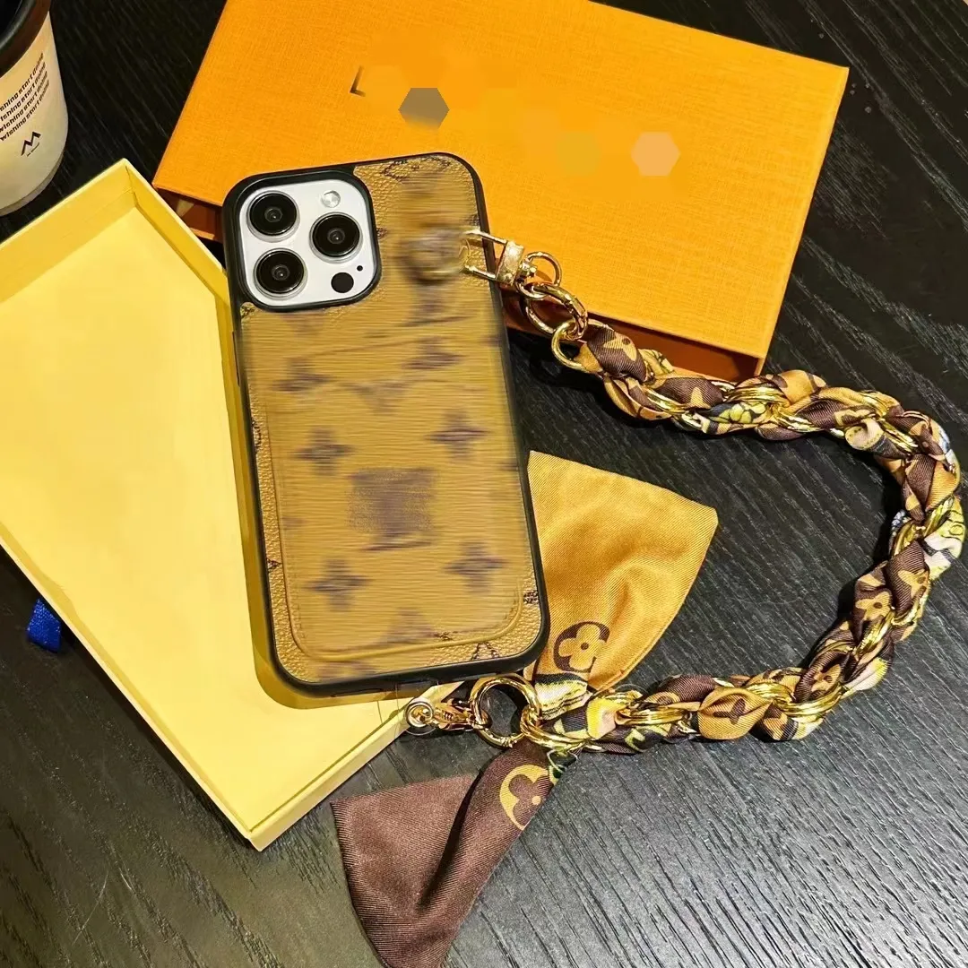 Luxury Designer Phone case iphone 15 Pro Max 14 13 12 11 15Plus New fashion print design Crossbody scarf Lashing luxury phone case