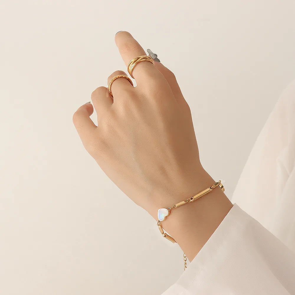 Bracelet en or pour femmes, pendentif en forme de coquillage de mer, nœud en bambou, en acier inoxydable plaqué or 18 carats, bijoux à la mode, cadeau