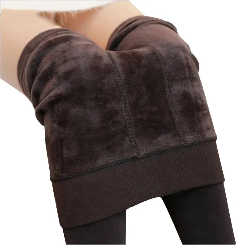 Varma vinter leggings s-5xl stor storlek kvinnor varma sammet byxor ben