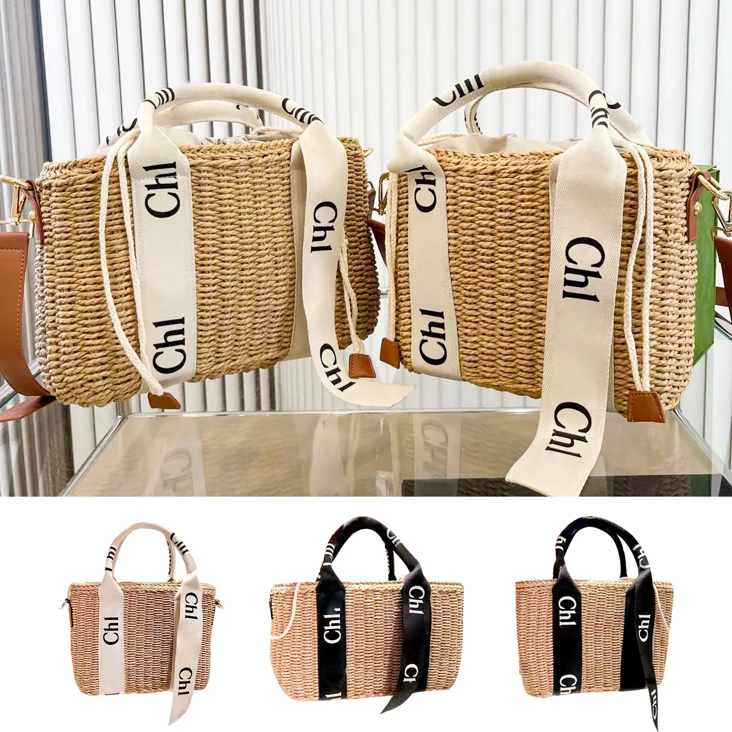 Women Top Quality Beach Men the Tote Straw Basket Classic Designer Summer Vacation Travel Shoulder Bags Crossbody Weave Handbag Clutch Work Bag Large Purs