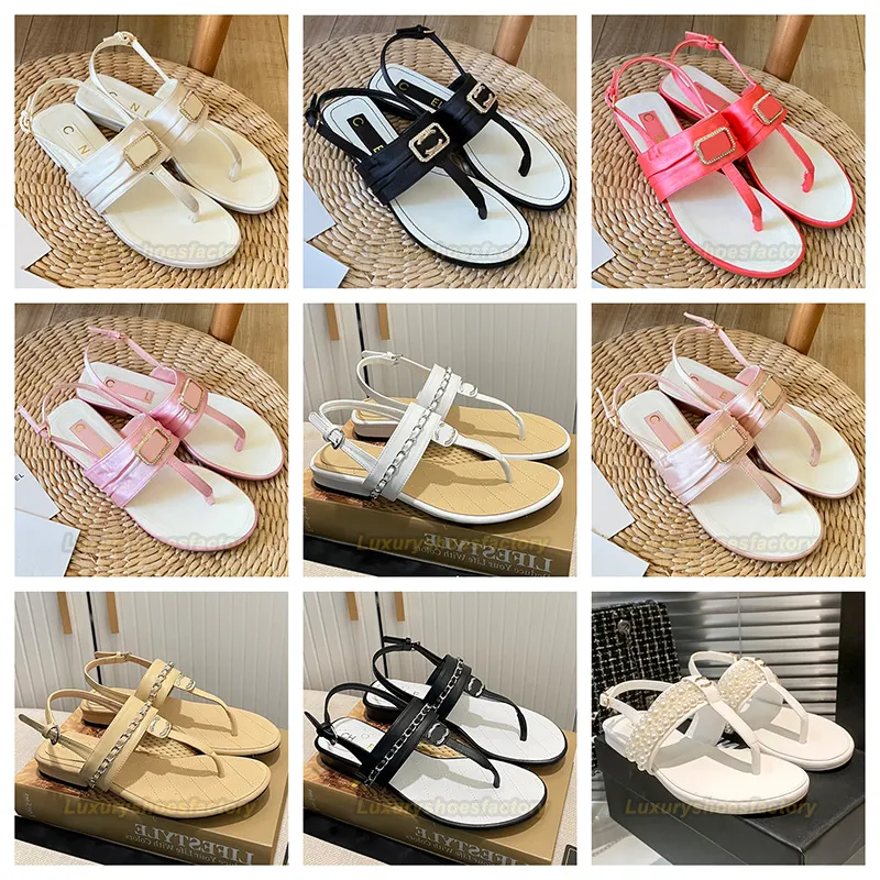 Designer sandália mulheres chinelos clipe toe chanely sandálias planas francês verão t amarrado senhoras sapatos praia mulher casual luxo flip flops moda feminina calçado de couro