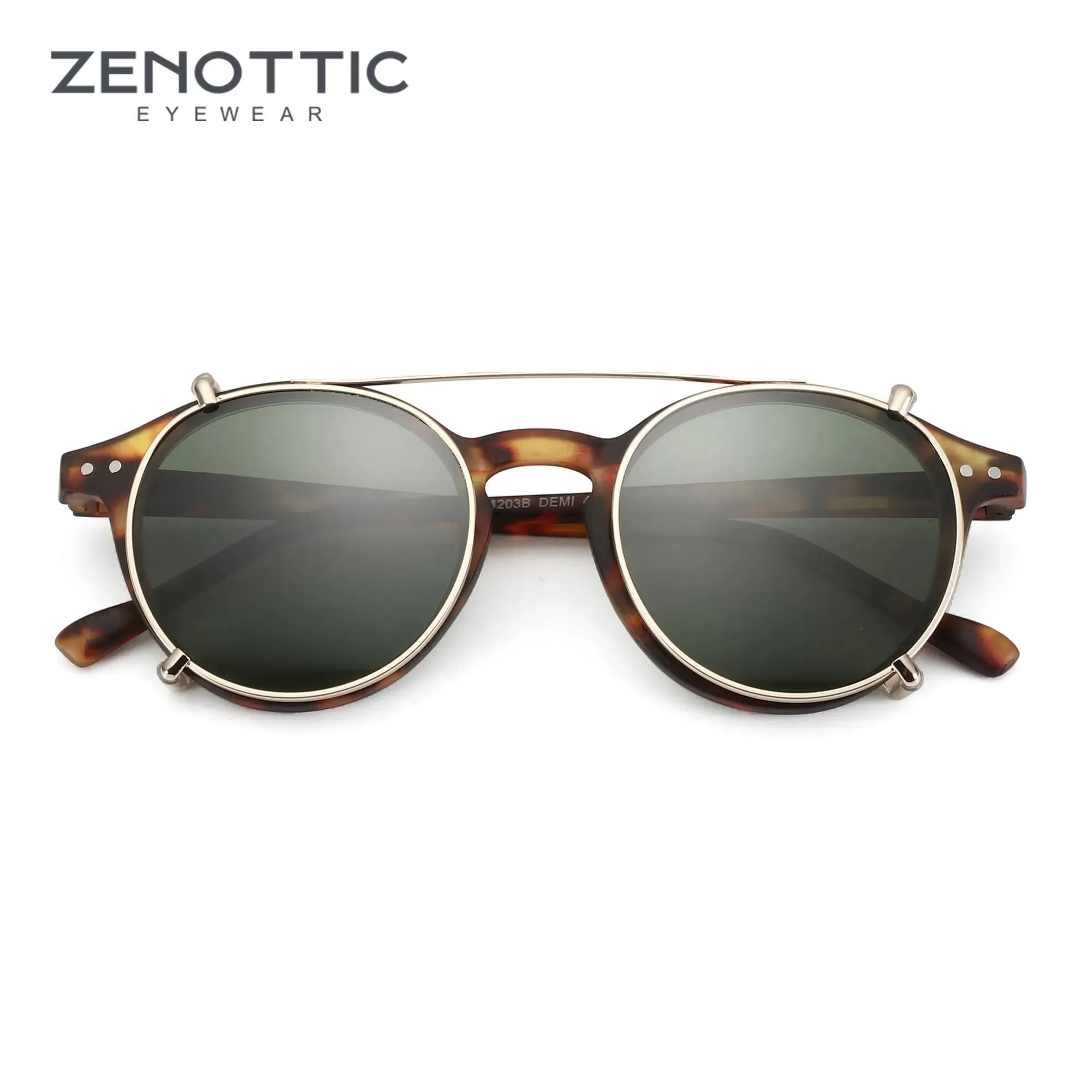 Óculos de sol Zenottic Retro Lente Dupla Flip Up Clipe em Óculos de Sol Estilo Steampunk Homens Mulheres Círculo Anti Luz Azul Óculos Polarizadores Clipes