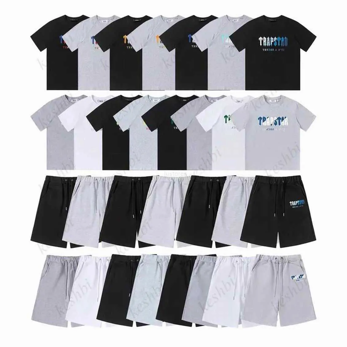 Trapstar Mens Suit Unique Embroidery Design Street Style Leading Fashion Trend Shirt Piece Sets Designer Rainbow Tshirts