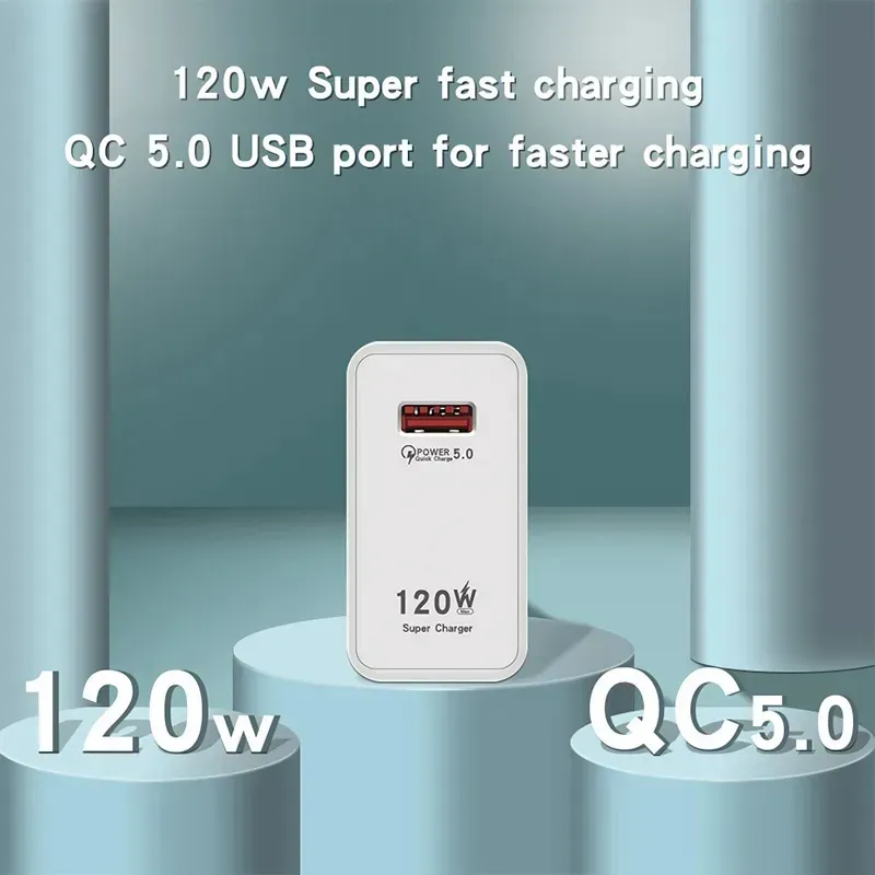 GAN 120W Super fast charge Usb  QC 3.0 Fast chargers Mobile Phone Chargers For  Samsung Xiaomi iphone ipad tablets