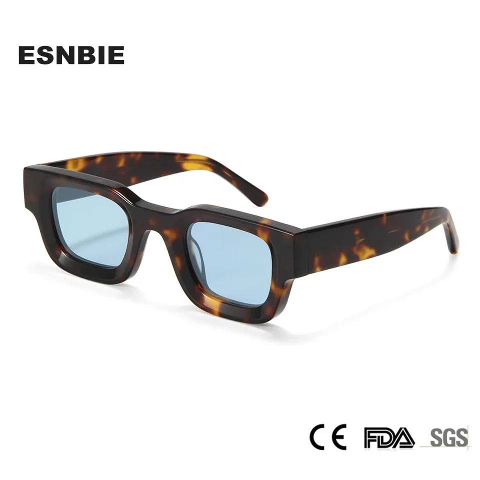 Solglasögon rhevis varumärkesdesign handgjorda acetat tjocka rektangel solglasögon för män chunky fyrkantiga kvinnor solglasögon retro 90 -tals nyanser UV400