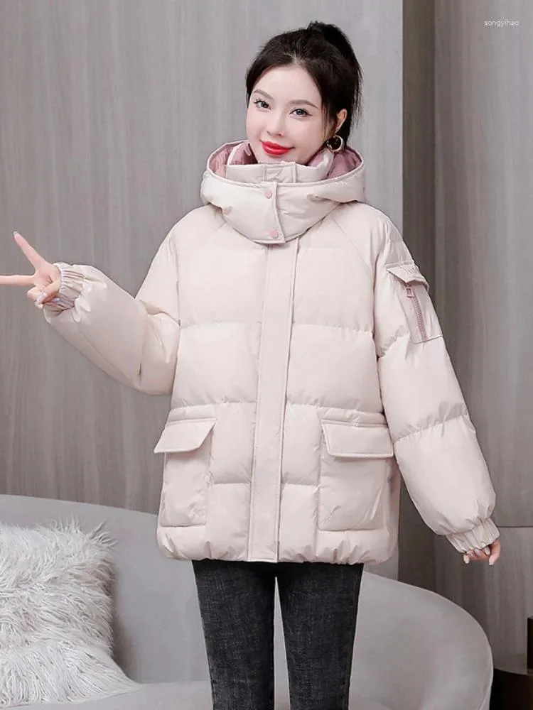 Trenchs de femmes manteaux épais poches à capuche décontracté coton Parkas hiver vers le bas style coréen bureau dame vêtements automne veste pour femmes