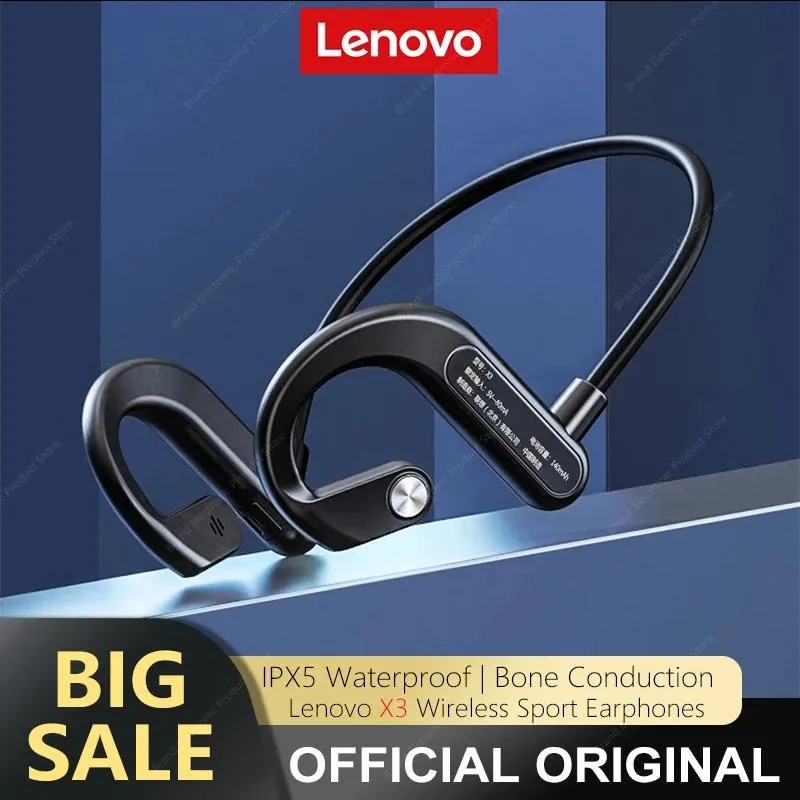 Auricolari Lenovo X3 Conduzione ossea Bluetooth Cuffie Bluetooth Sport Aurbolare Wireless impermeabile per la guida in bicicletta