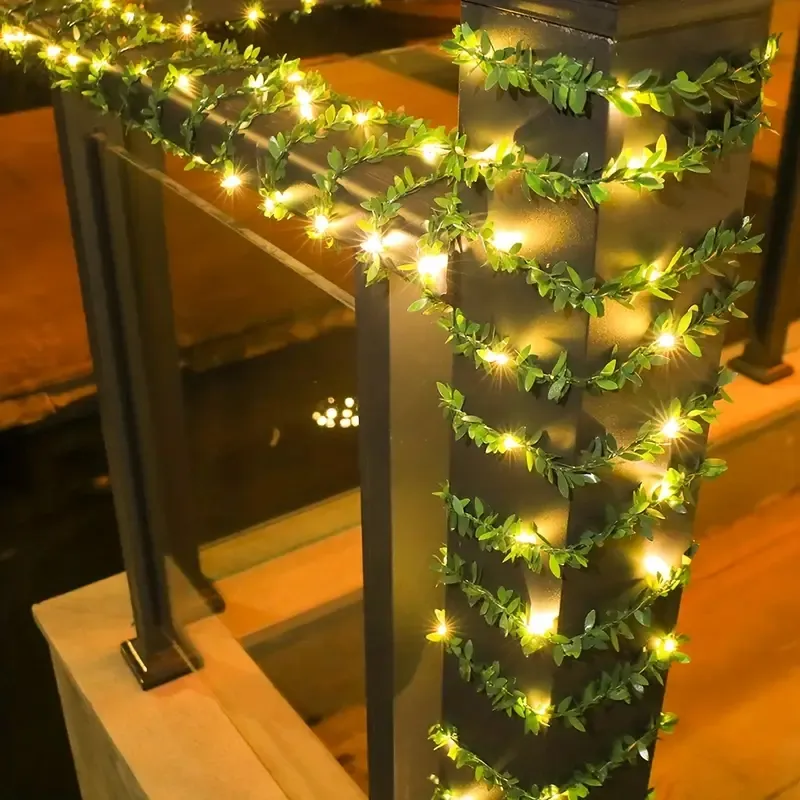 1pc, Vine String Lights - Indoor/Outdoor Decor for Weddings, Parties, and Holidays - Green Leaf Design for Garden, Bedroom, and Christmas Decor,Color: Warm