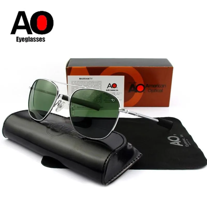 Sunglasses 2022 Classic Aviation Ao Sunglasses Men American Army Military Optical Glass Lens Sun Glasses Uv400 Gafas De Sol Hombre with Box